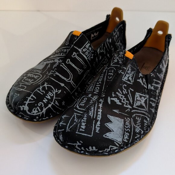 RARE VivoBarefoot Ababa Leather Jean-Michel Basquiat Art Print Shoes Size 36 - Picture 1 of 16